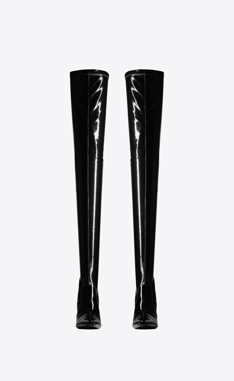 SAINT LAURENT betty over-the-knee boots in stretch vinyl outlook
