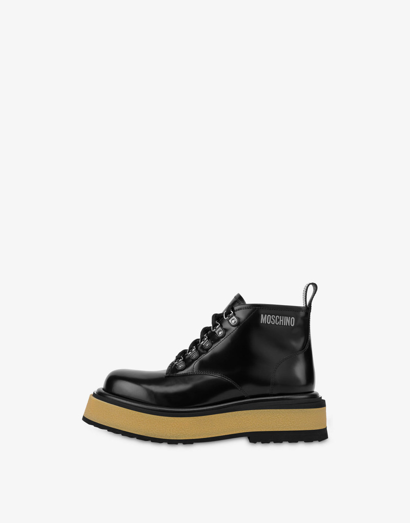 METAL LOGO CALFSKIN HIGH-TOP DERBY SHOES 2