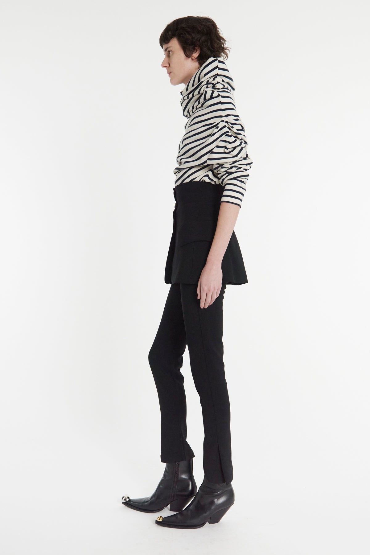 JERSEY COWL NECK DRAPED TOP STRIPE - 5