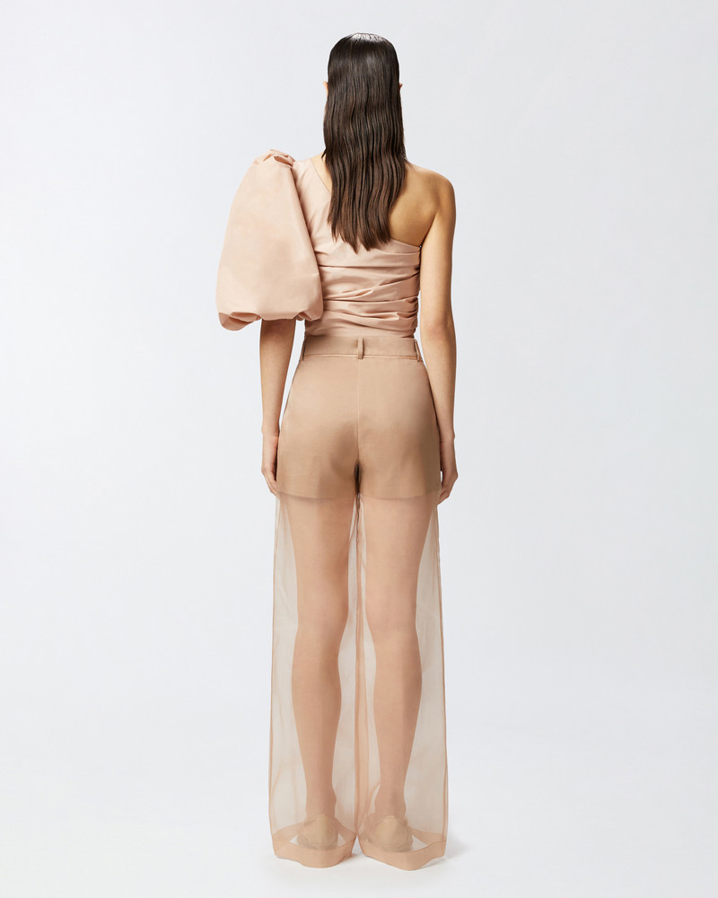 WIDE-LEG TROUSERS IN SHEER ORGANZA AND LINEN 4
