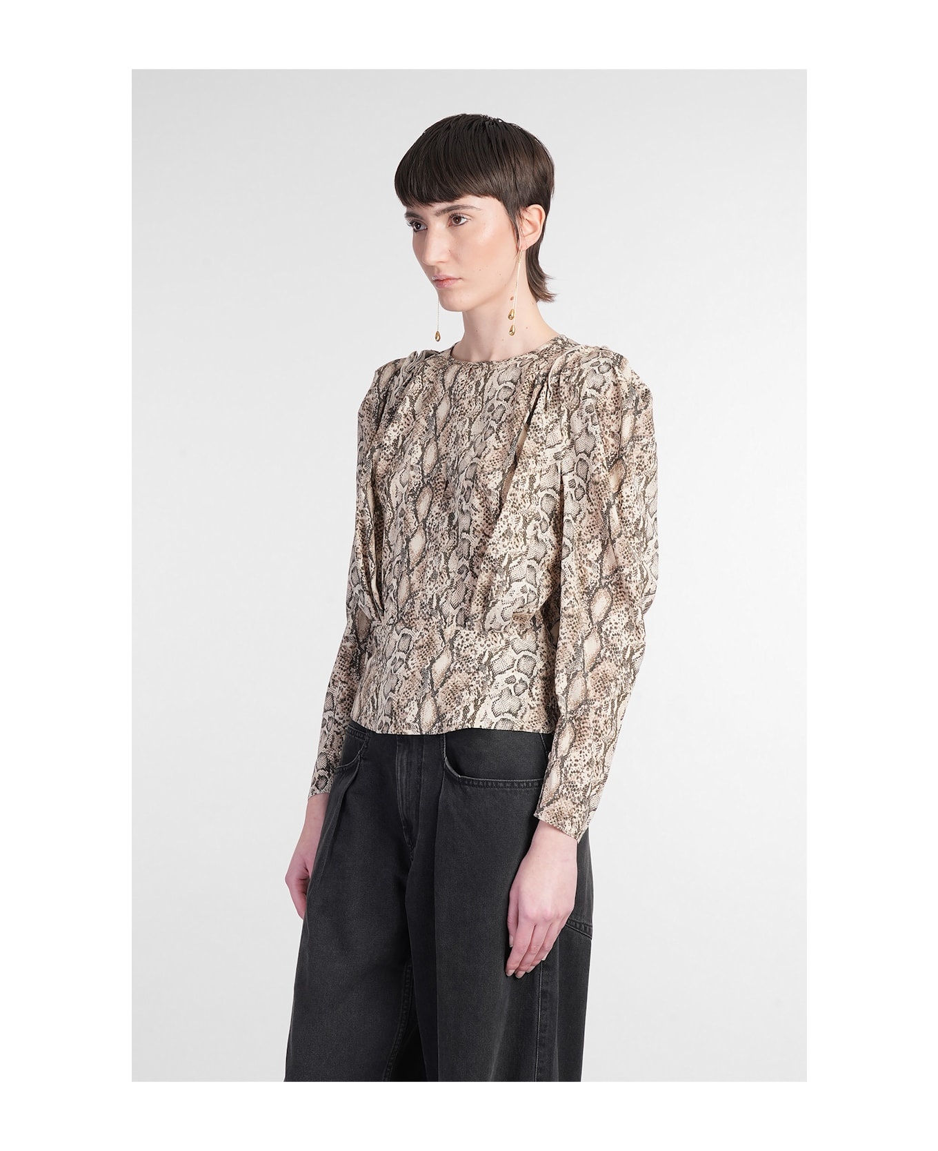 Zarga Blouse In Beige Silk - 4