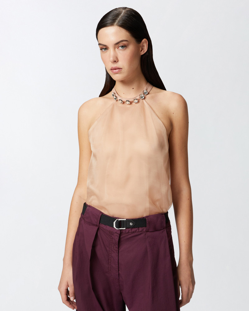 PINKO SILK ORGANZA TOP WITH JEWEL EMBROIDERY ON THE NECK outlook