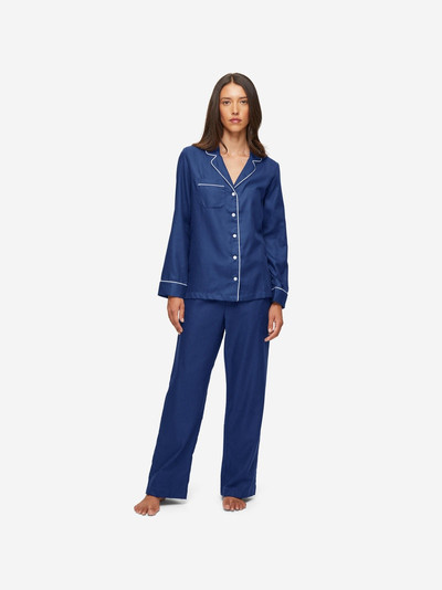 Derek Rose Women's Pyjamas Lombard 6 Cotton Jacquard Navy outlook