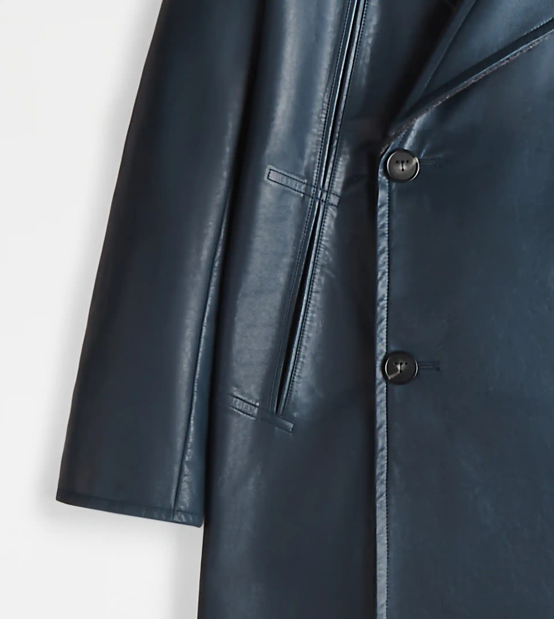 COAT IN LEATHER - BLUE - 8