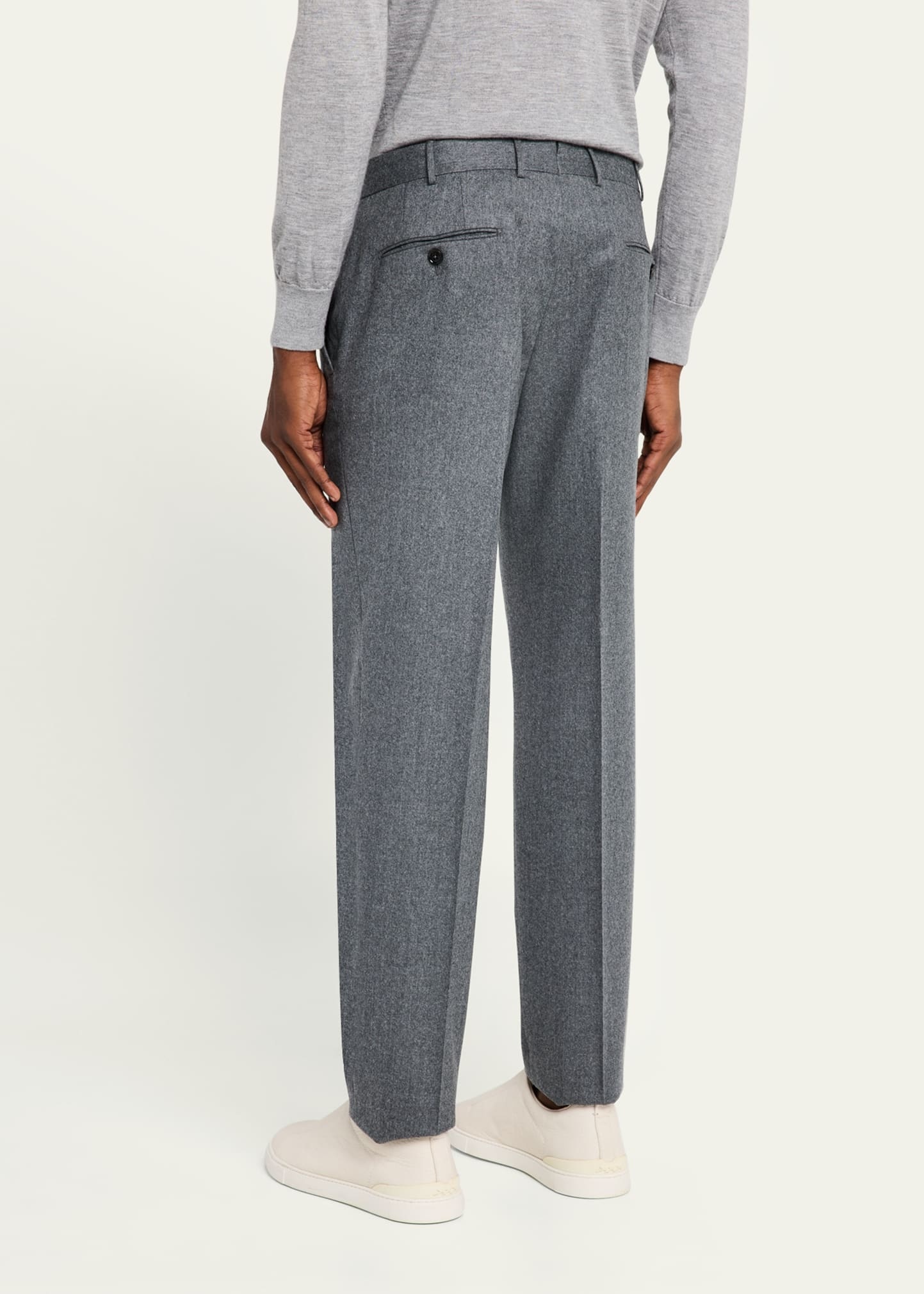 Men's Wool Flannel Flat-Front Trousers - 3
