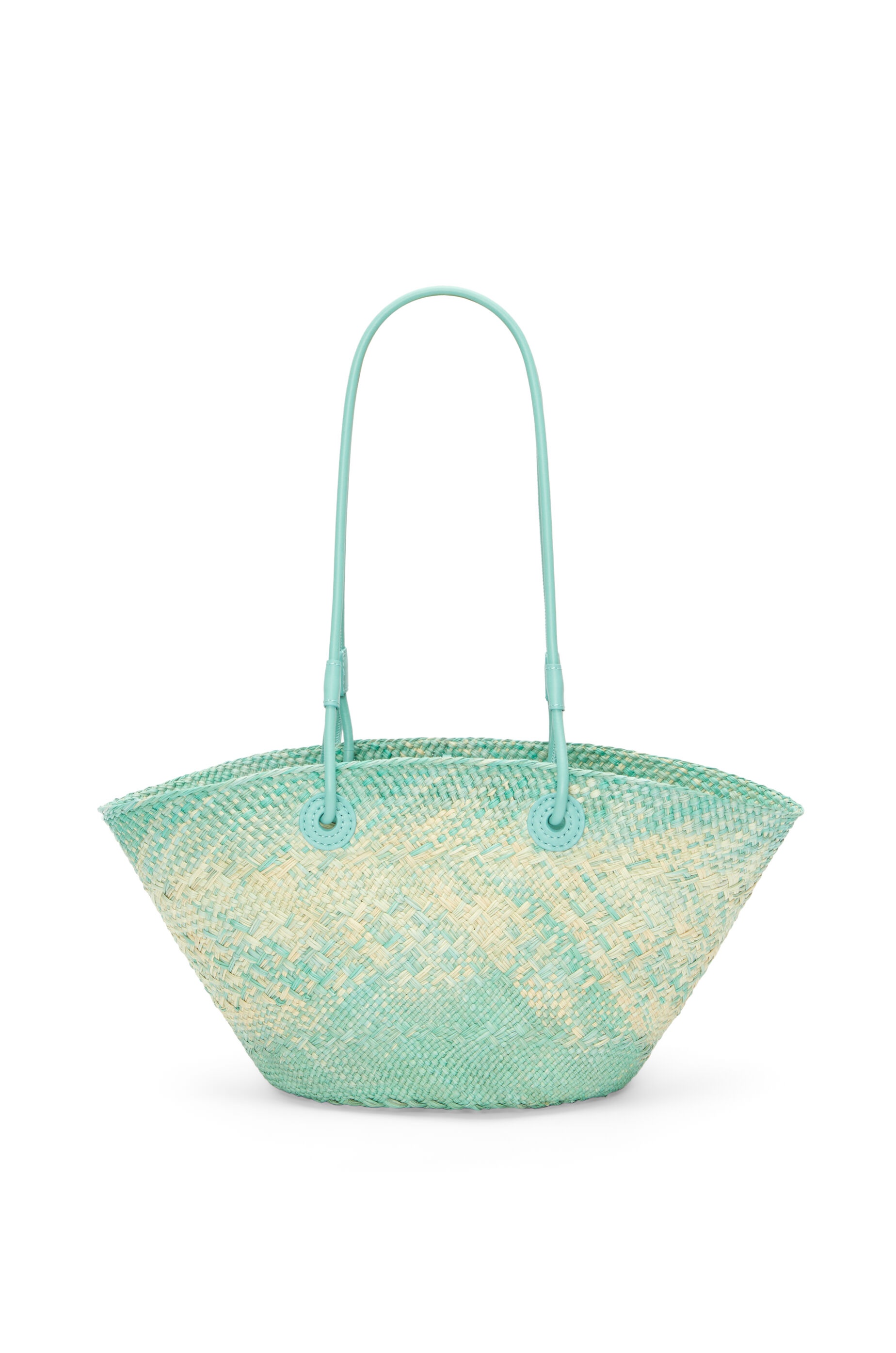 anagram basket bag in iraca palm and calfskin