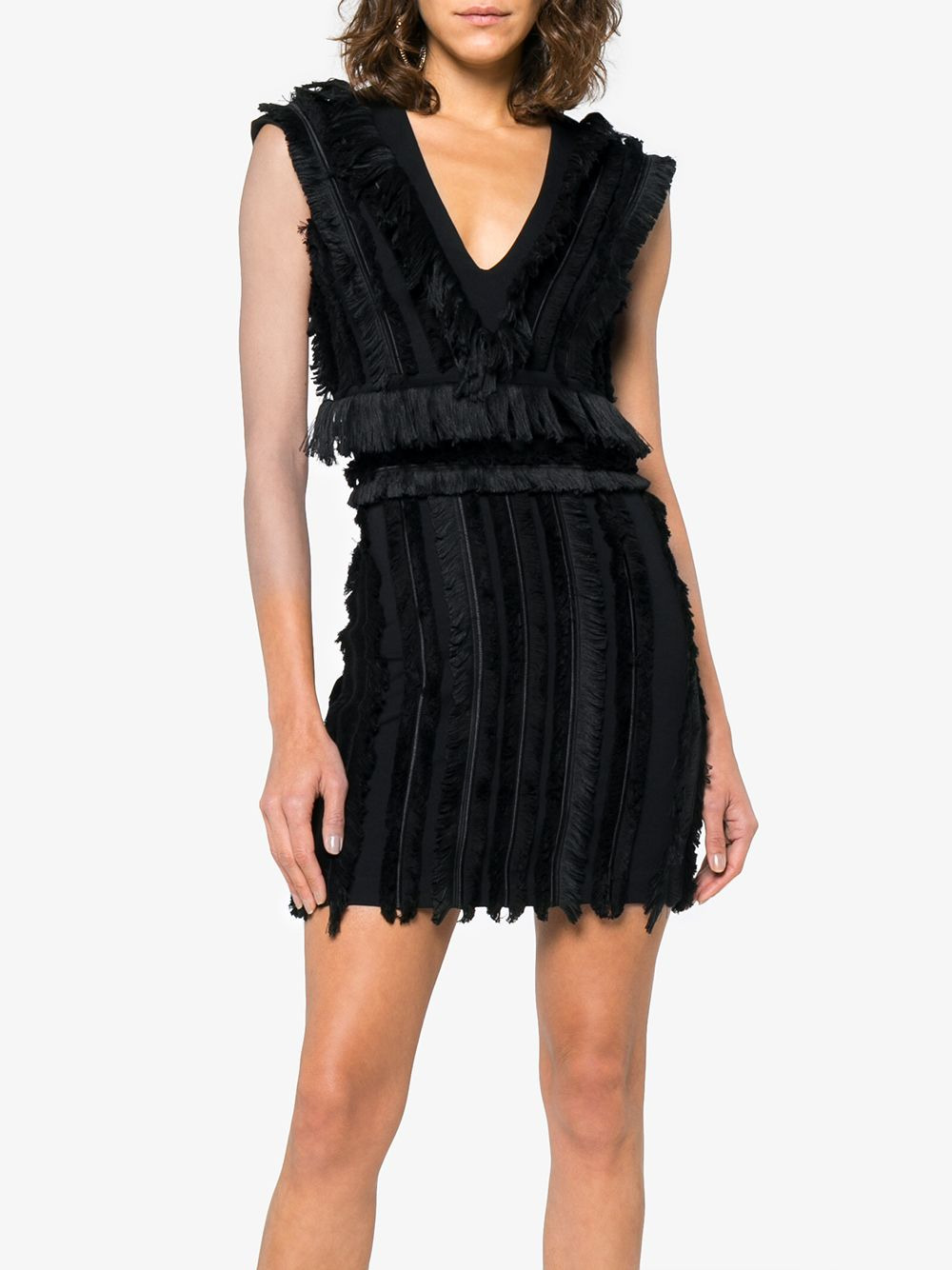 Sleeveless mini dress with fringing - 3