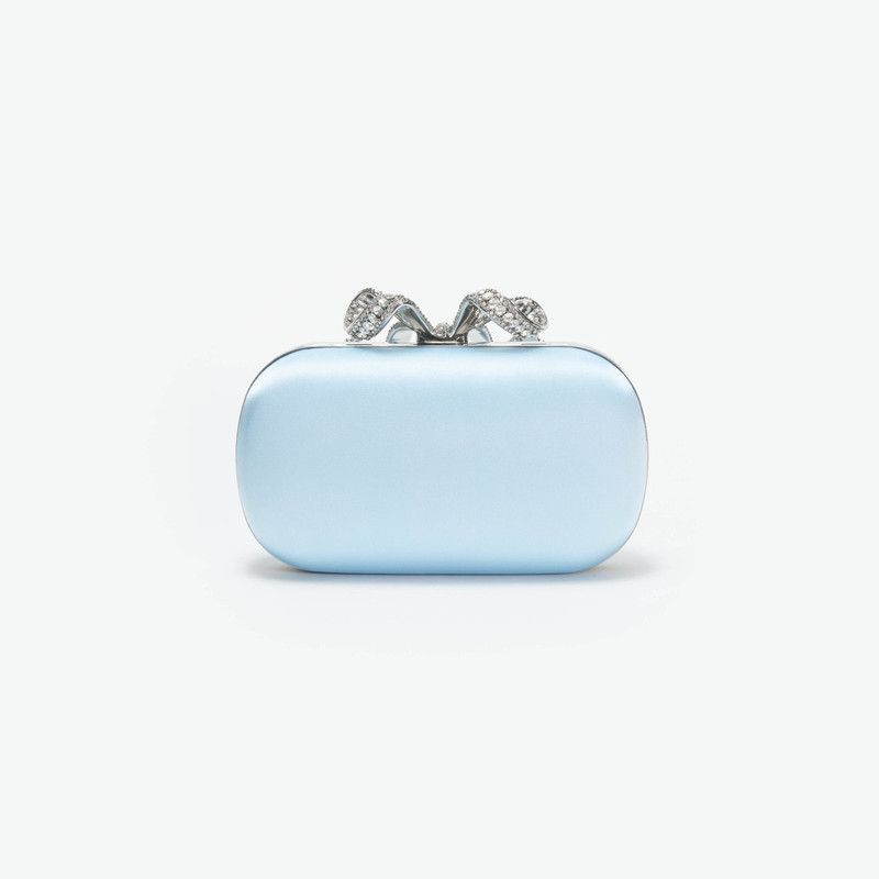 Blue Satin Bow Clutch 3