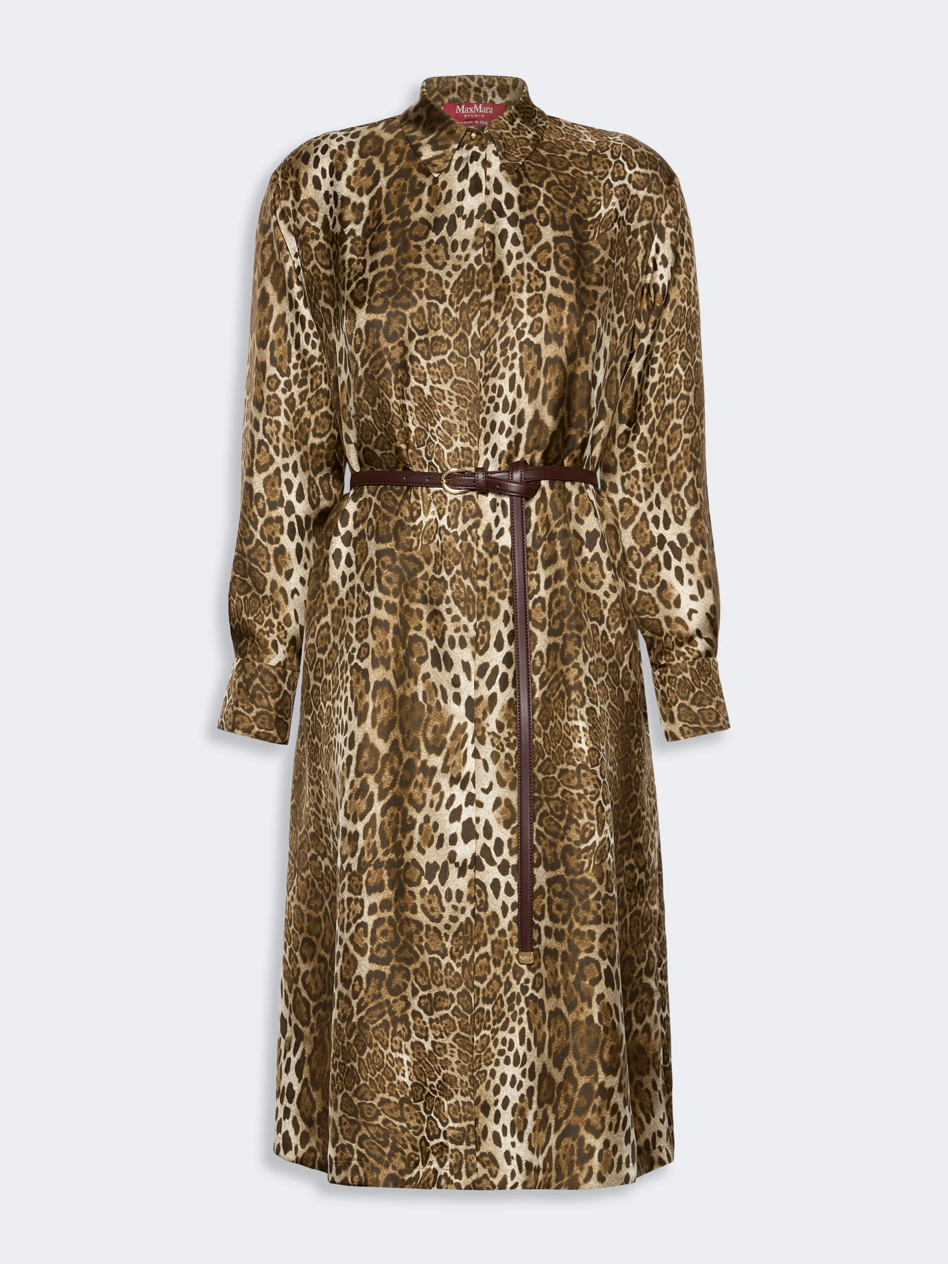 VIGILE Printed silk shirt dress - BROWN - 1