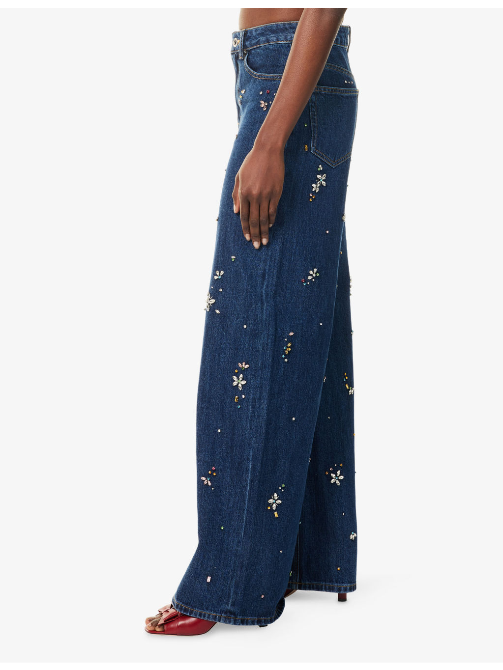 Embellished Wide-Leg Denim Jeans - 3