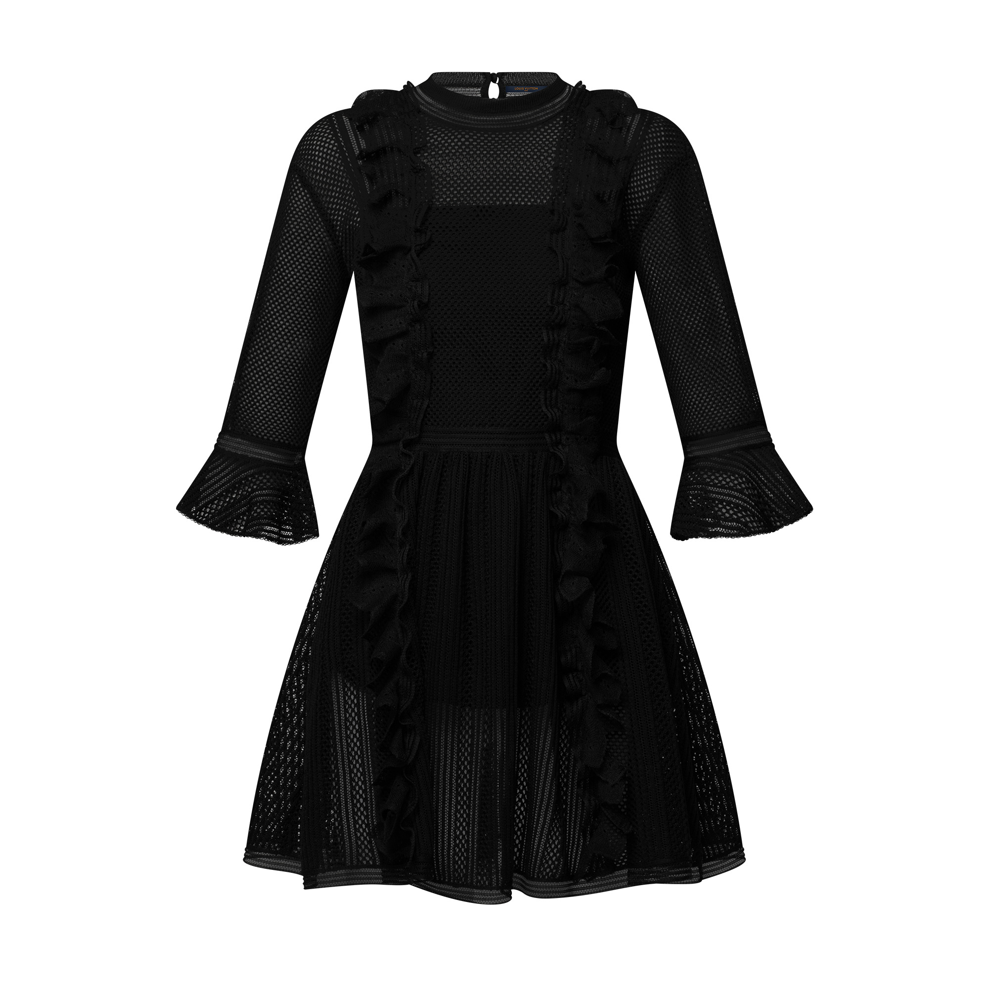 Mesh Knit Ruffle Dress - 1