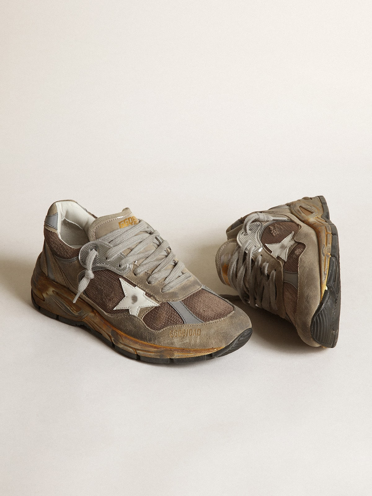 Men's Dad-Star in dove gray mesh and suede - 2