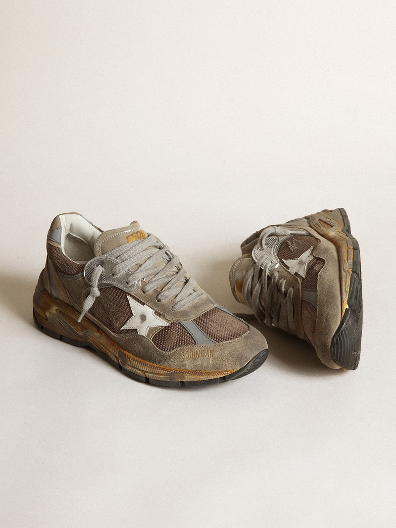 Golden Goose Men's Dad-Star in dove gray mesh and suede outlook