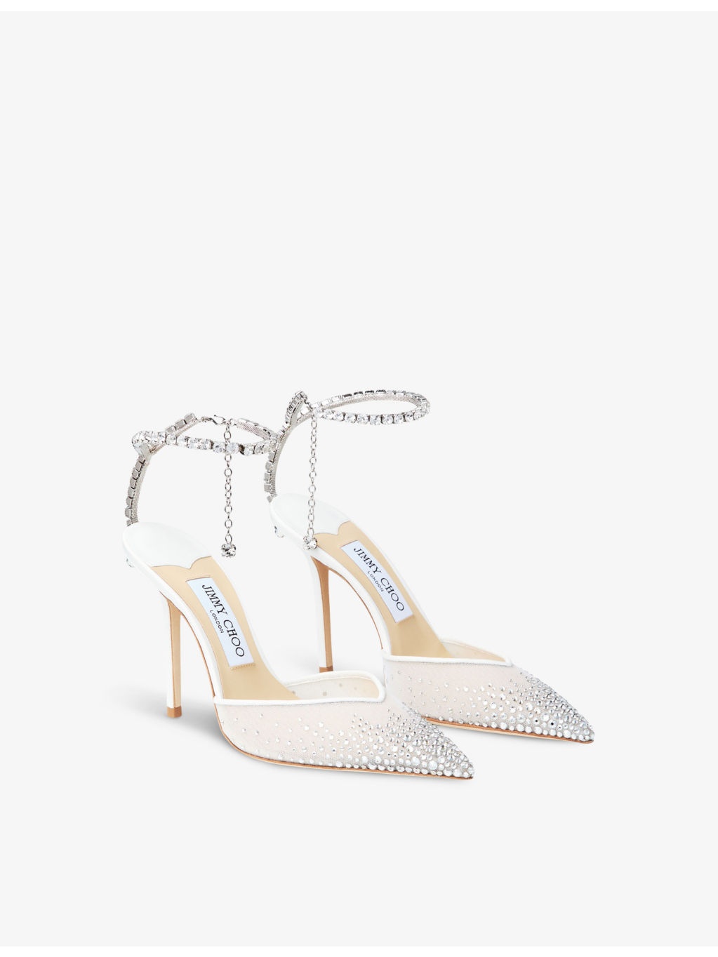 Saeda 100 crystal-embellished mesh heeled courts - 3