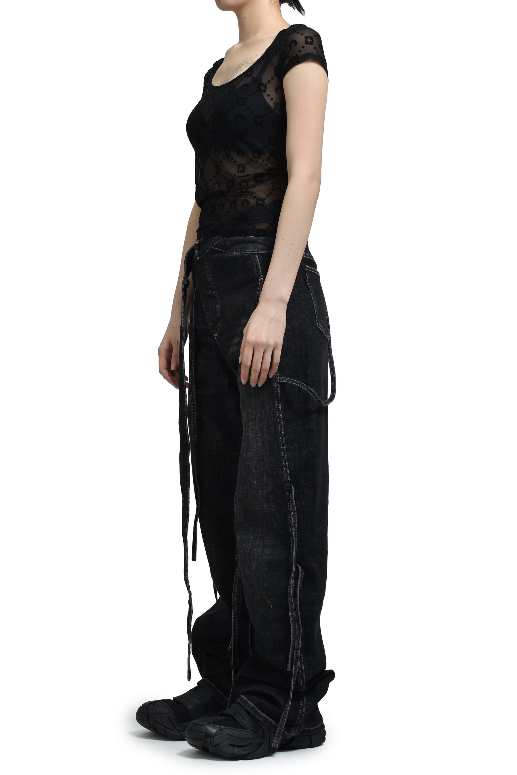 STRAPPY SIGNATURE WRAP JEANS / BLK - 4