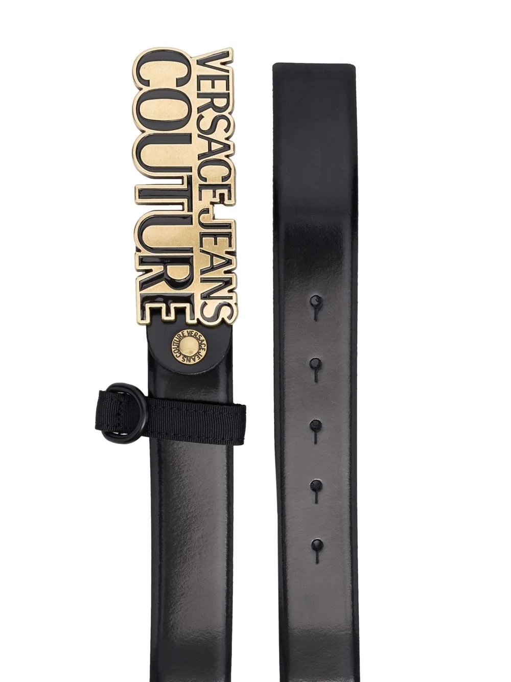 logo-plaque leather belt - 2