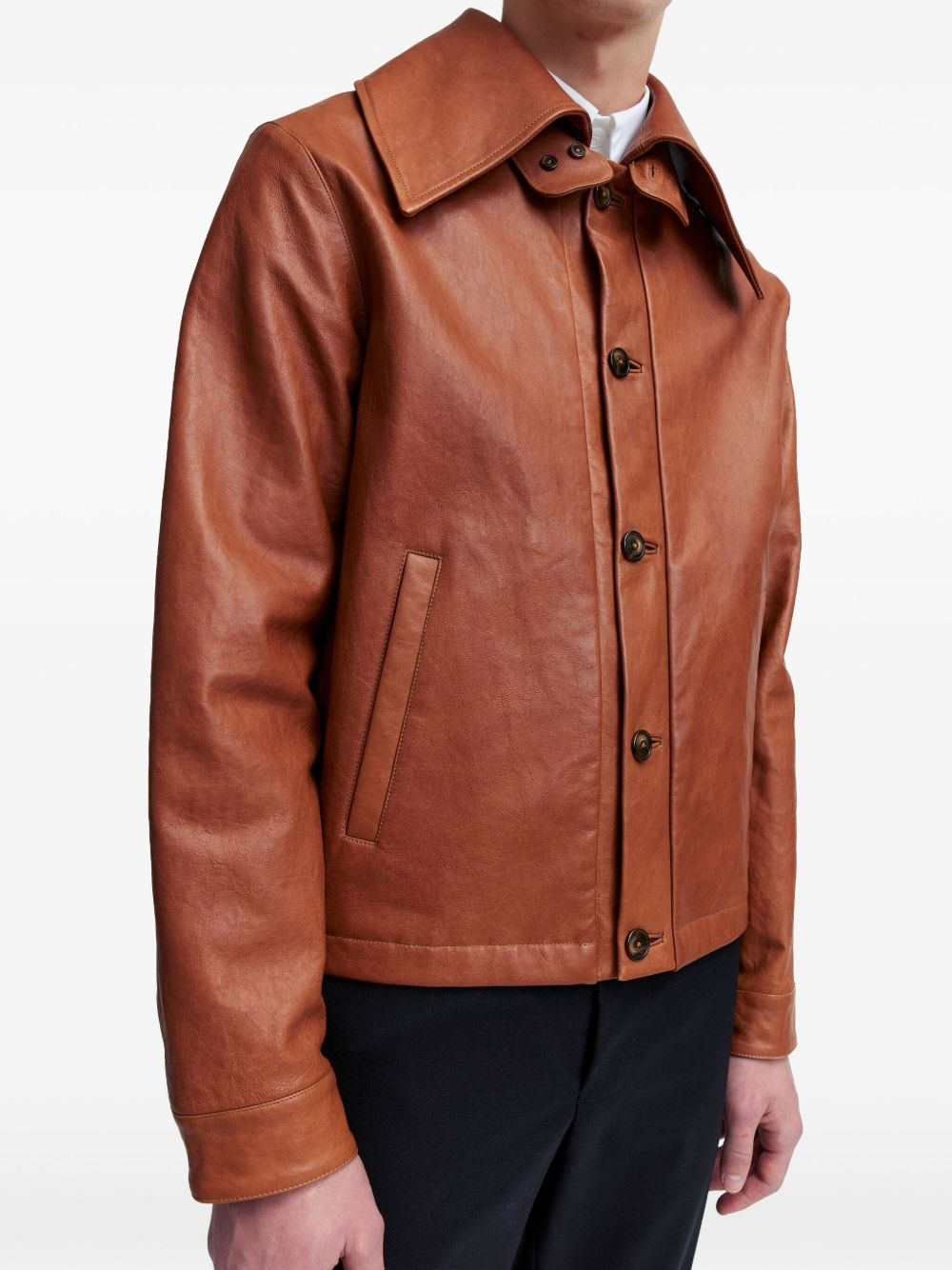 Haeto single-breasted leather jacket - 7