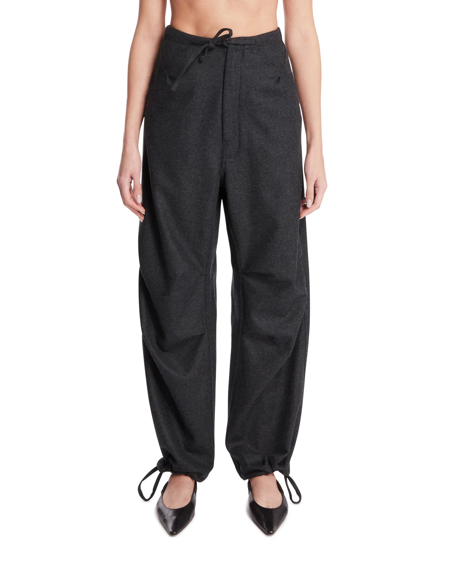 Gray Daisy Wool Pants - 1