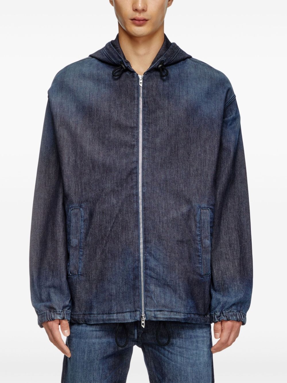 hooded denim jacket - 3