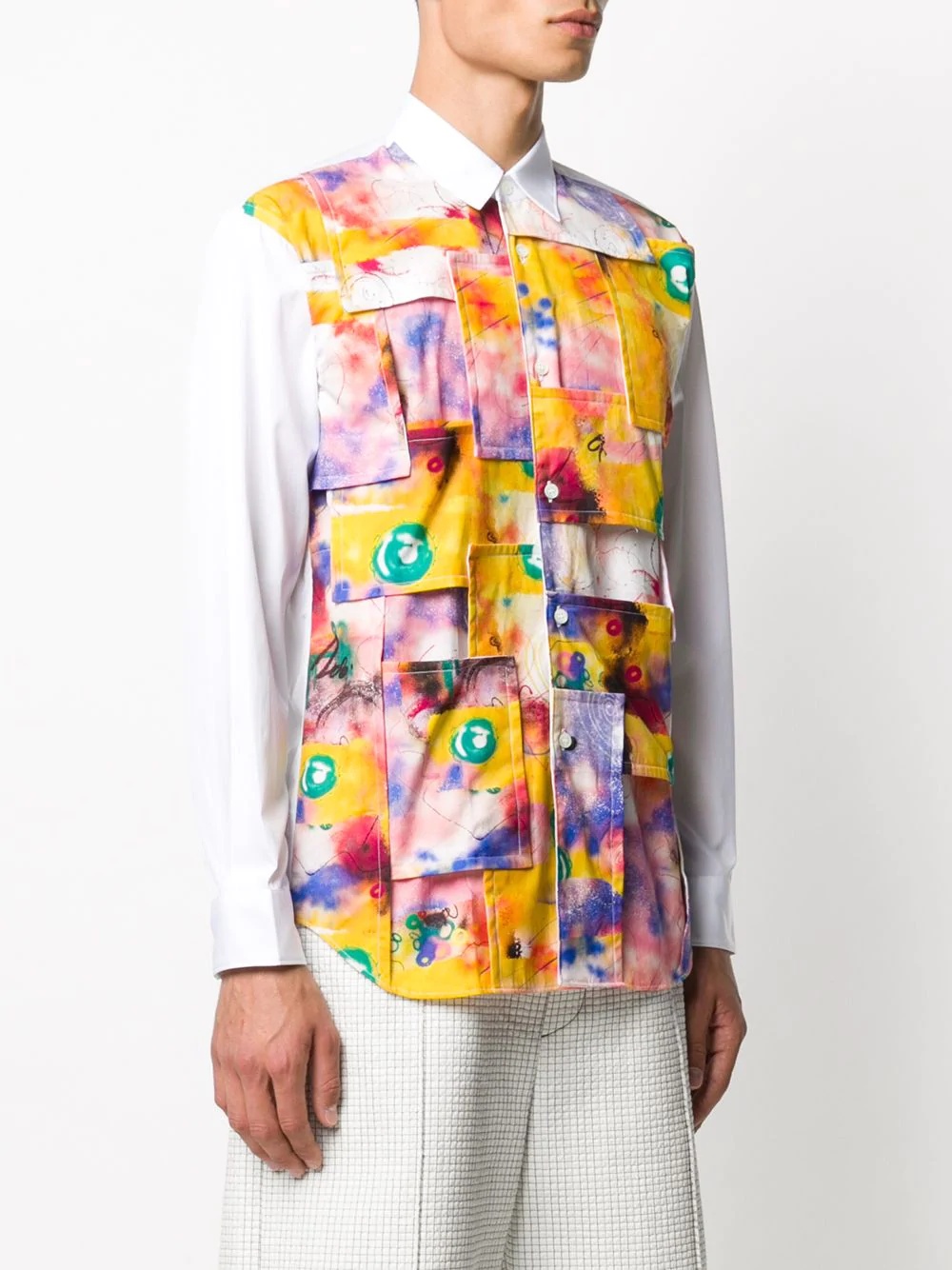 abstract patchwork print shirt - 3