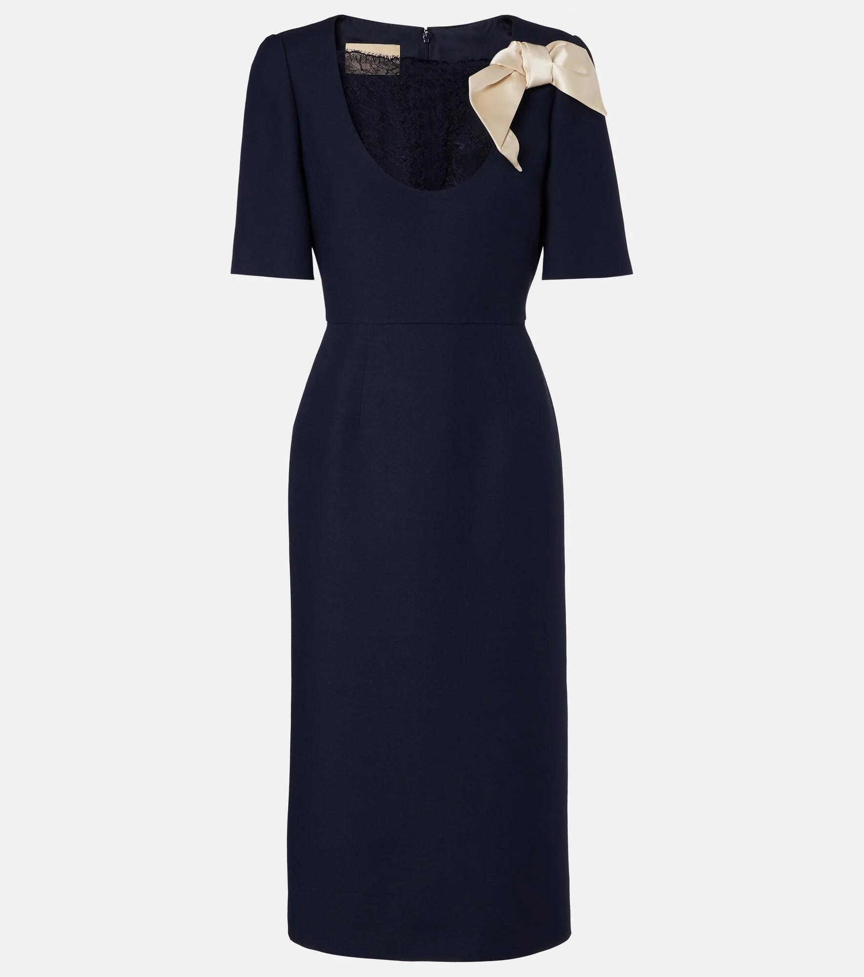 Crepe Couture bow-detail lace-trimmed midi dress - 1