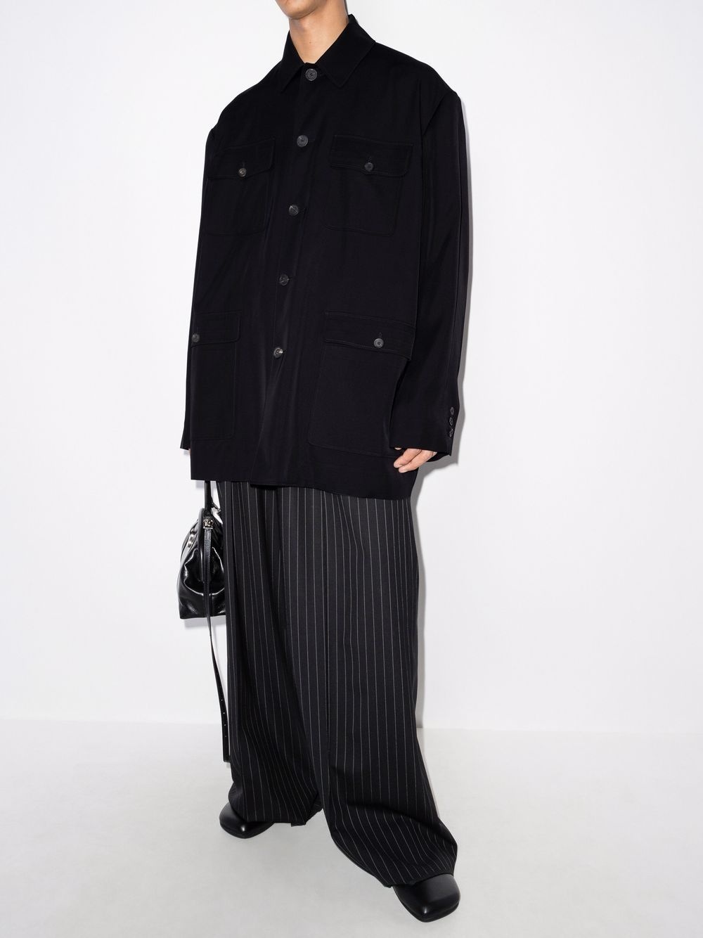flap-pocket long-sleeve shirt jacket - 5