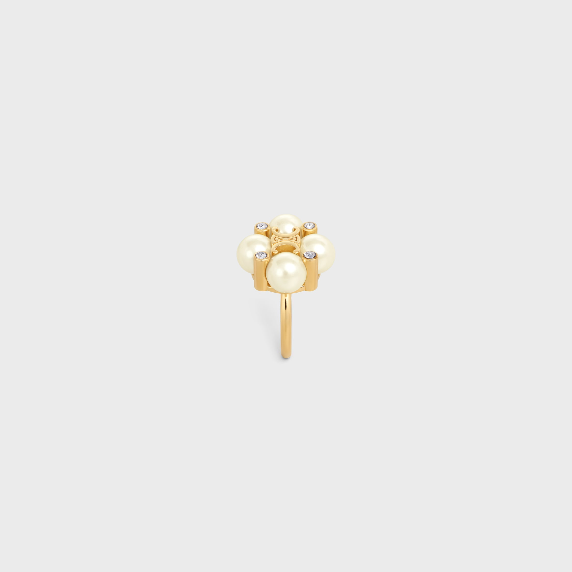 Les Perles Celine Ring in Strass, Resin Pearls and Brass with Gold Finish - 3