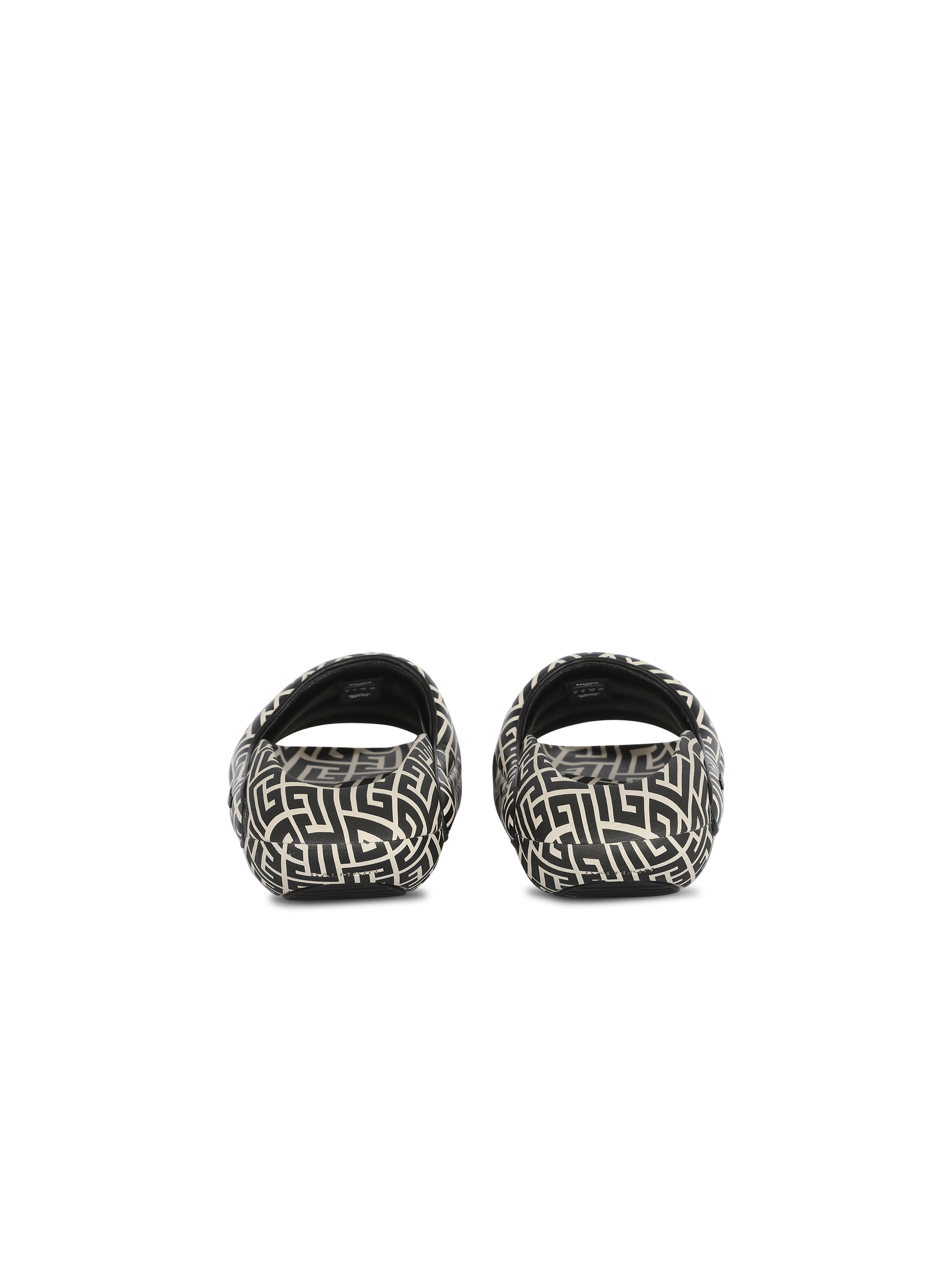 Bicolor quilted leather B-IT mules with Balmain monogram print - 5