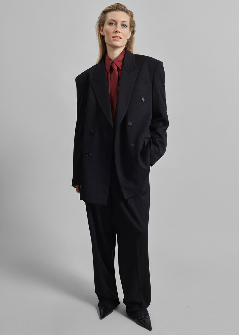 Vester Double-Breasted Blazer - Black 3