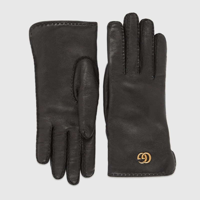 Leather gloves with Double G 1