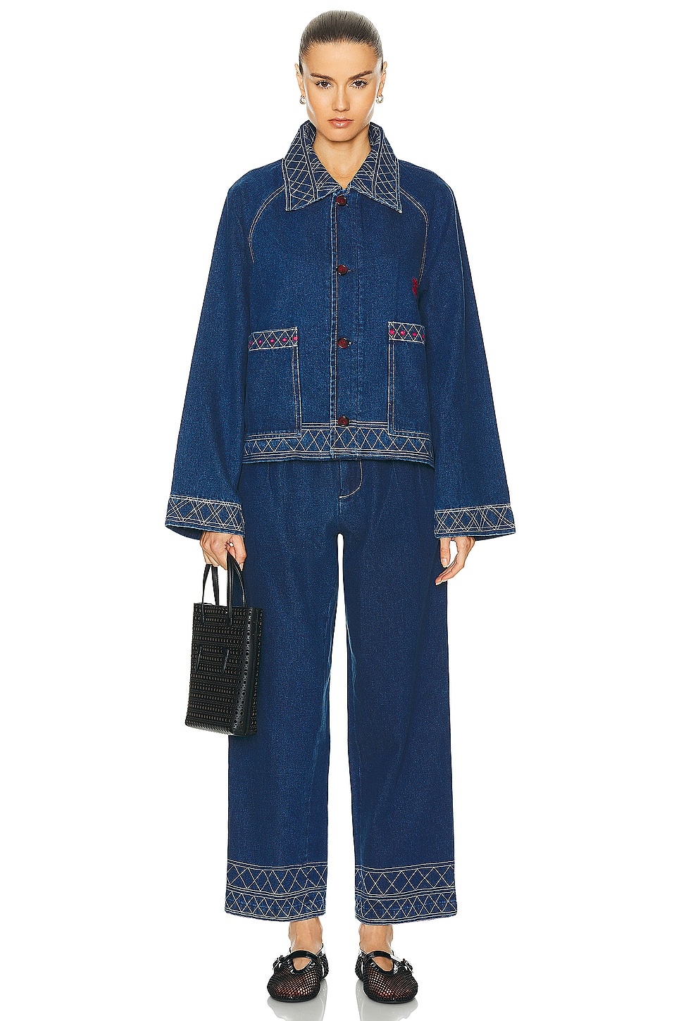 Embroidered Denim Jacket - 5