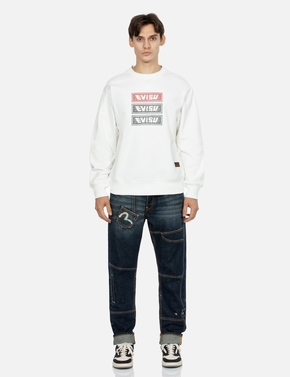 TRIPLE BOX LOGO PRINT RELAX FIT SWEATSHIRT - 5