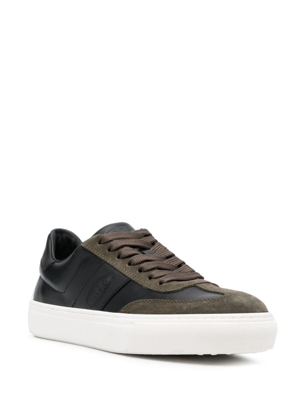 panelled leather sneakers - 2