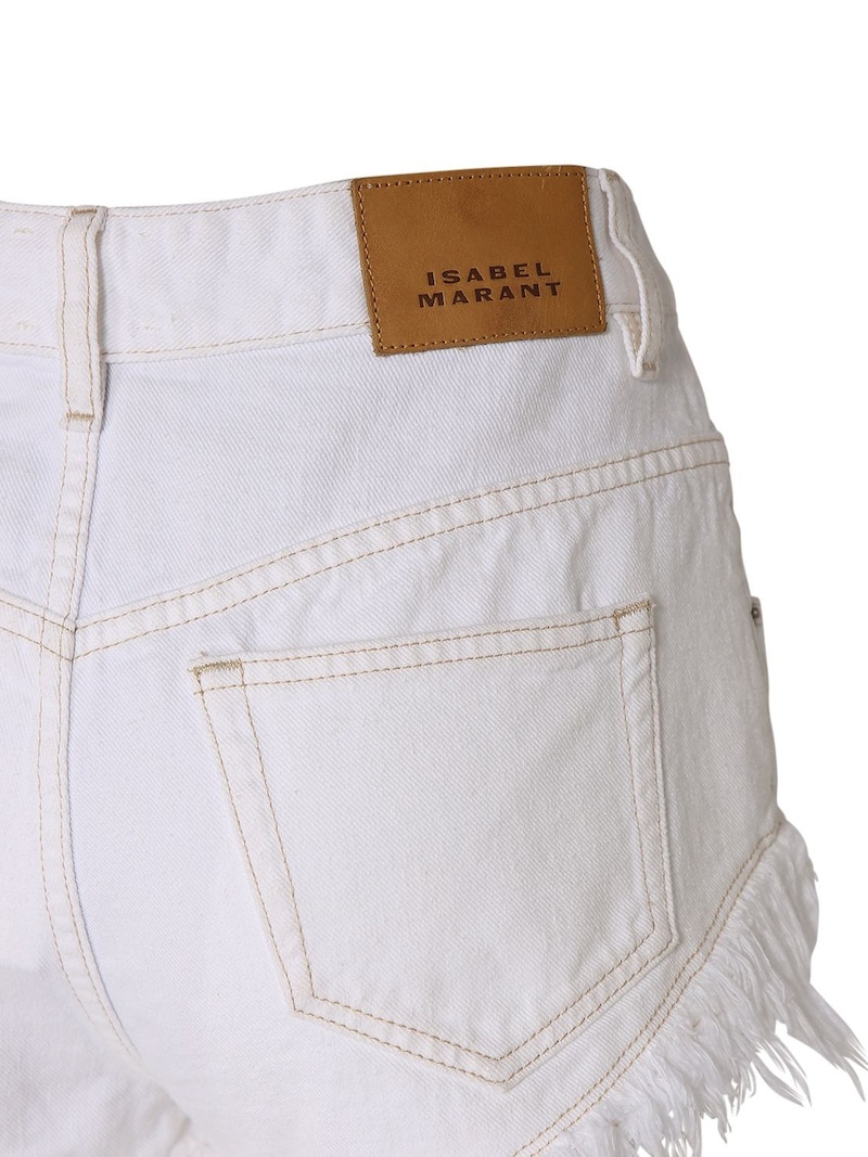 Eneidao fringed cotton denim shorts - 4