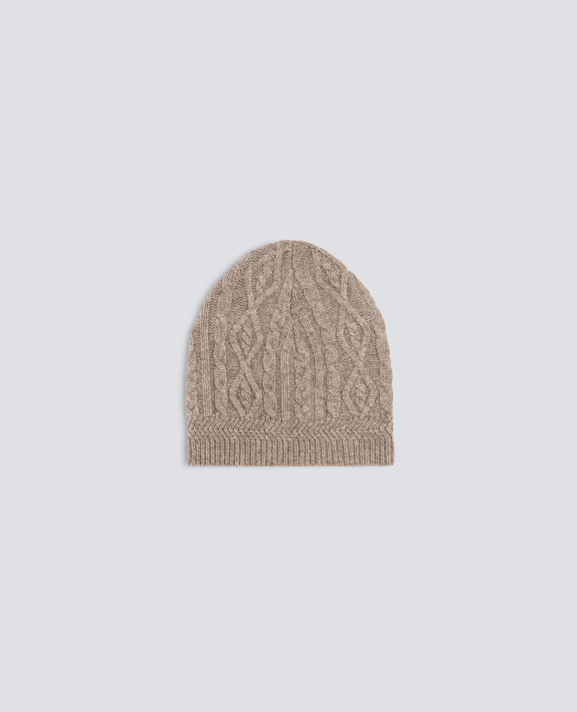 WOOL AND YAK BEANIE WITH CABLE AND ARGYLE KNIT - 1