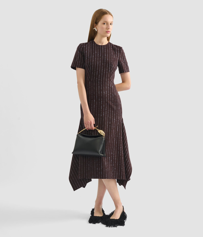 PINSTRIPE DRAPED MIDI DRESS 1