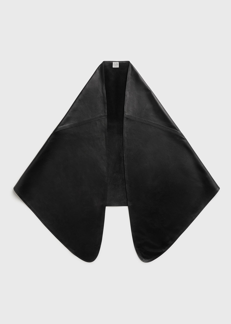 Big leather scarf black 7
