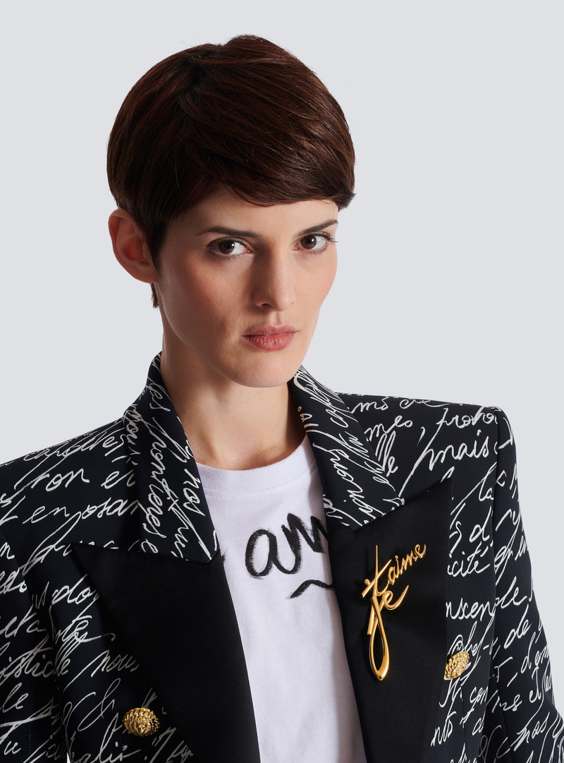 Balmain "Je t'aime" brass brooch outlook