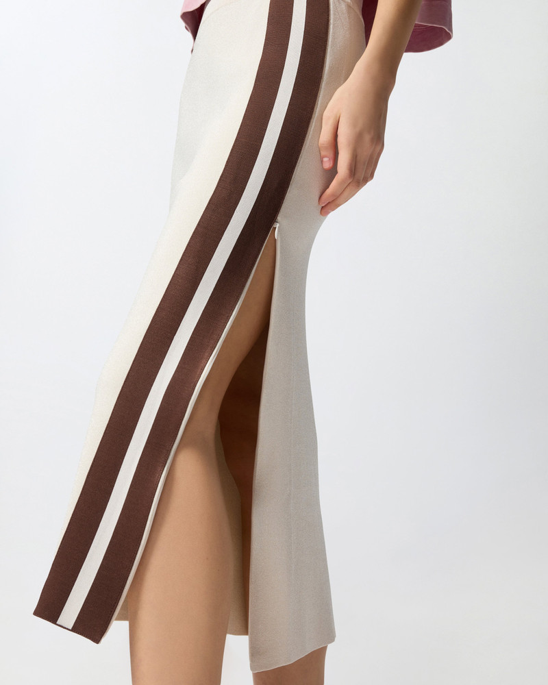 SLIM-FITTING MIDI SKIRT WITH CONTRASTING BANDS 6