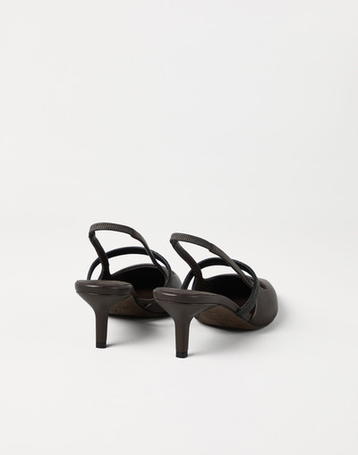 Brunello Cucinelli Nappa leather city heels with shiny strap outlook