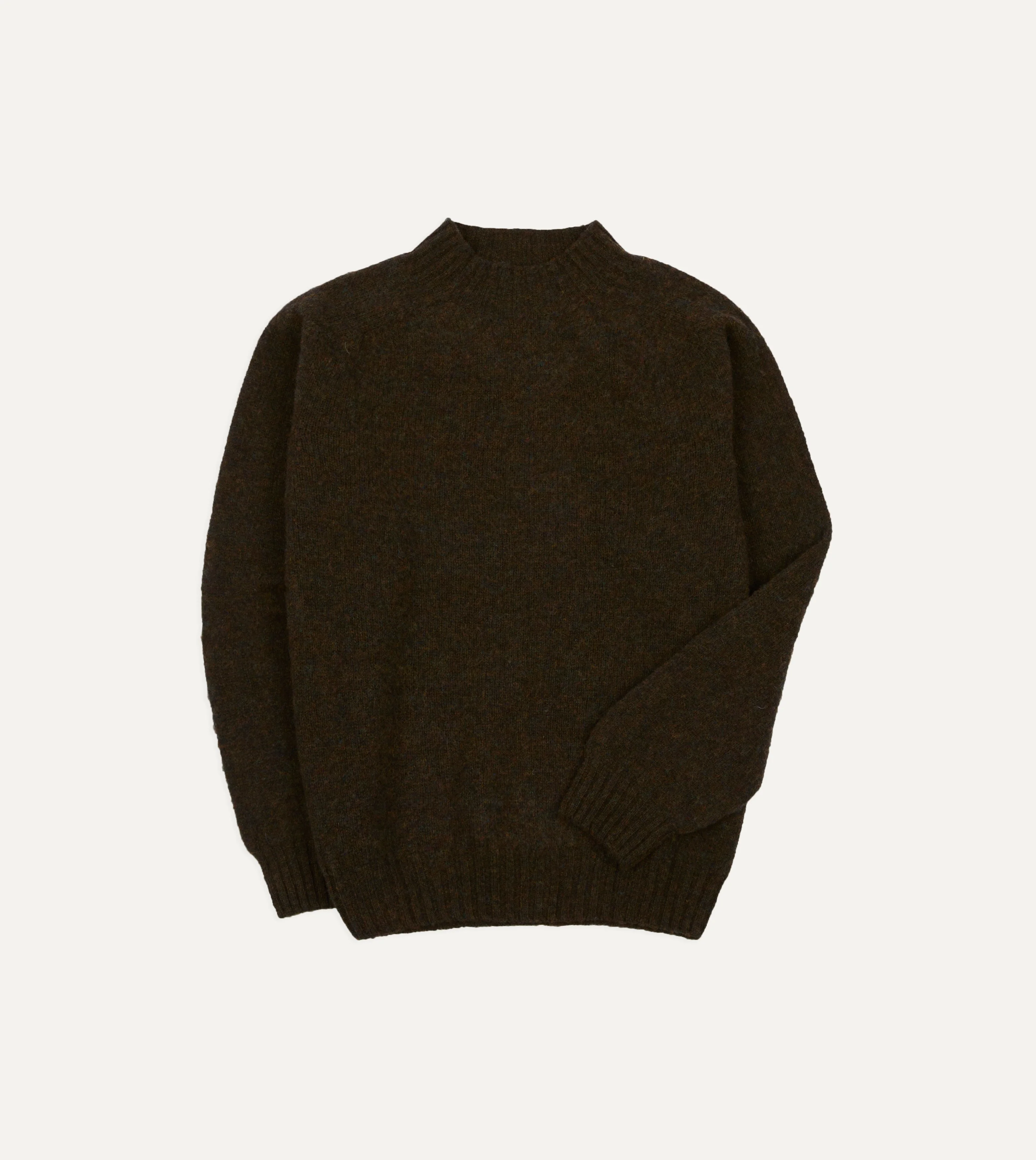 Brown Brushed Shetland Mock Neck Jumper - 1