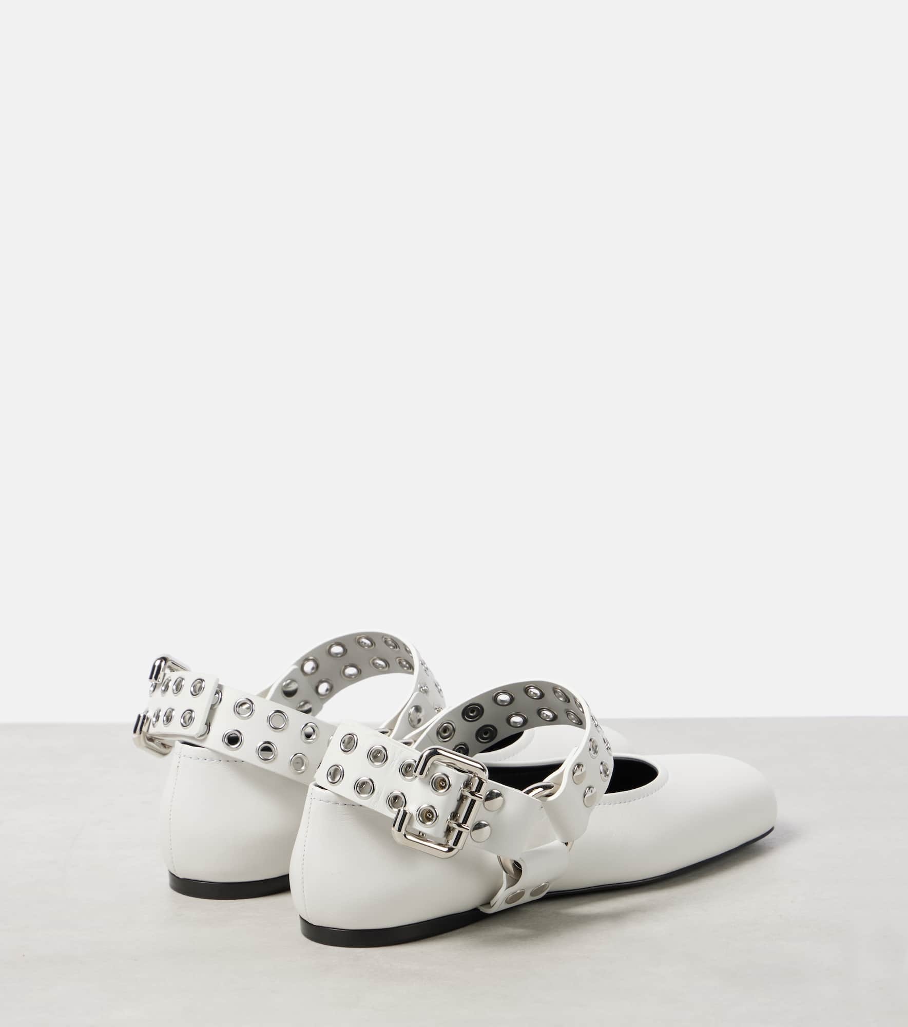 Embellished leather ballet flats - 2