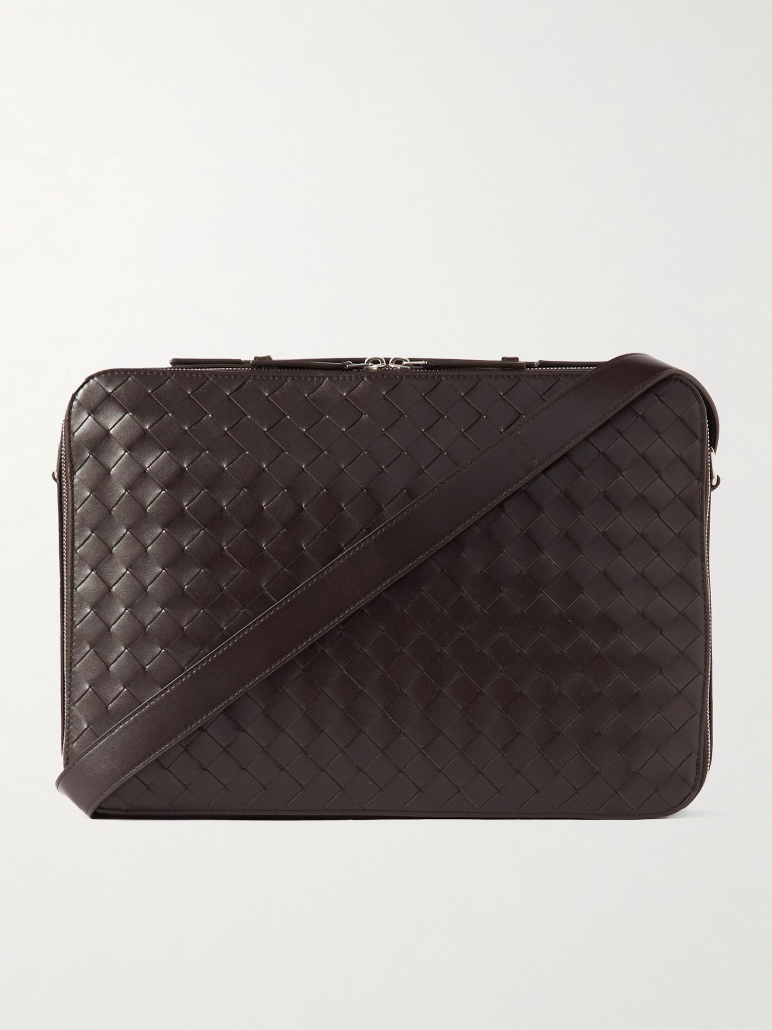 Slim Getaway Intrecciato Leather Briefcase Brown - 1