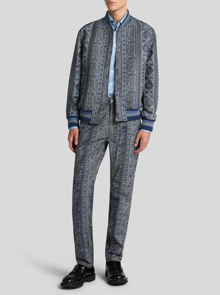 JACQUARD JEANS WITH LOGO TAG - 4
