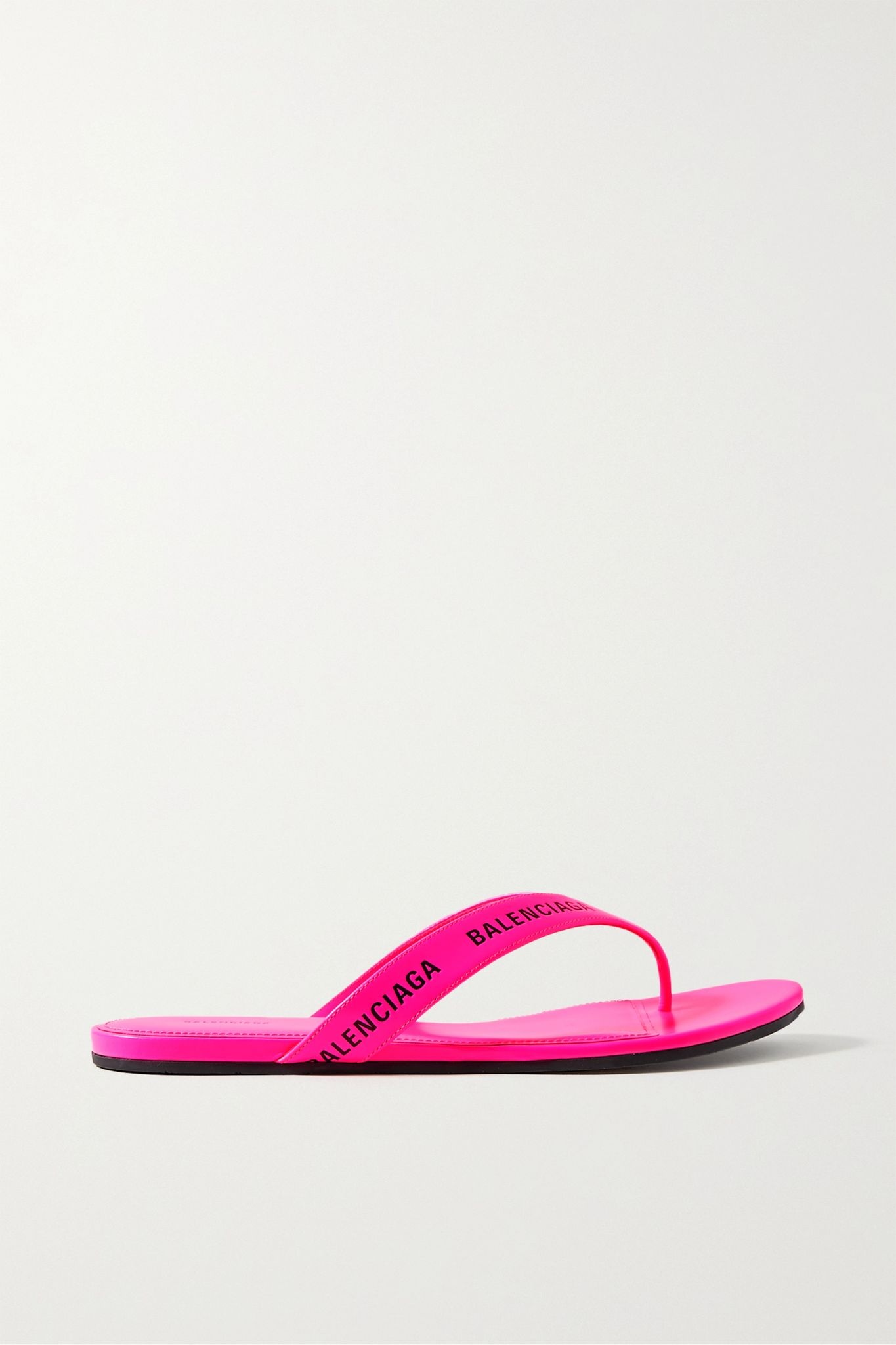 Logo-print neon-leather flip flops - 1