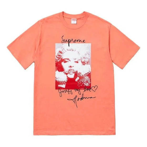 대 FW18 Madonna Tee Terra Cotta 인쇄 짧은 소매 Unisex 분홍색 SUP-FW18-007 - 1