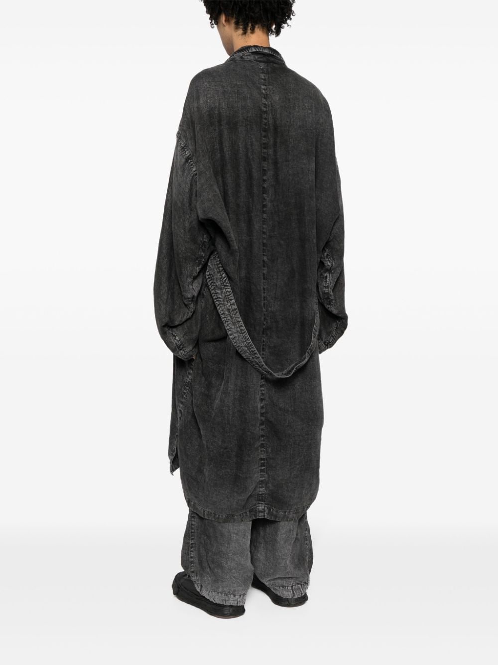 single-breasted linen coat - 4