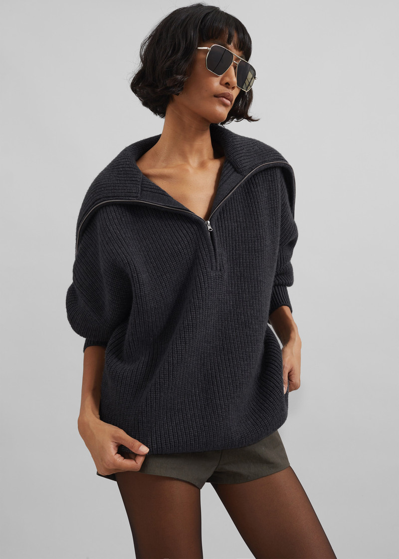 Hazel Oversized Wool Jumper - Dark Grey 1