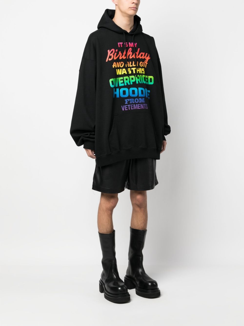 rainbow text-print hoodie - 3