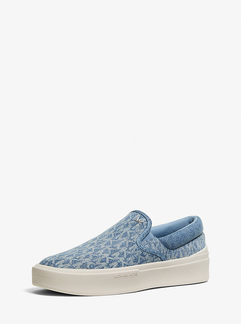 MICHAEL KORS Eddie Signature Logo Print Denim Slip-On Sneaker outlook